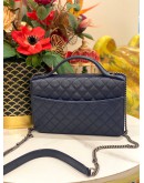 CHANEL QUILTED LAMBSKIN LEATHER SMALL CC UNIVERSITY TOP HANDLE FLAP CHAIN BAG