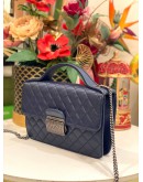 CHANEL QUILTED LAMBSKIN LEATHER SMALL CC UNIVERSITY TOP HANDLE FLAP CHAIN BAG