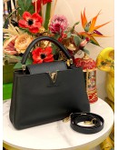 (LIKE NEW) LOUIS VUITTON CAPUCINES PM BAG IN BLACK TAURILLON LEATHER