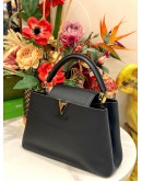 (LIKE NEW) LOUIS VUITTON CAPUCINES PM BAG IN BLACK TAURILLON LEATHER