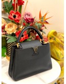 (LIKE NEW) LOUIS VUITTON CAPUCINES PM BAG IN BLACK TAURILLON LEATHER