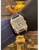 (LIKE NEW) 2024 CARTIER SANTOS DUMONT REF WSSA0022 WHITE DIAL DOMAN NUMERALS 43.5MM x 31.4MM QUARTZ WATCH -FULL SET-