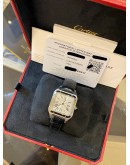 (LIKE NEW) 2024 CARTIER SANTOS DUMONT REF WSSA0022 WHITE DIAL DOMAN NUMERALS 43.5MM x 31.4MM QUARTZ WATCH -FULL SET-