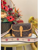(LIKE NEW) MICROCHIP LOUIS VUITTON DIANE BROWN MONOGRAM CANVAS / LEATHER TRIM WITH FUCHSIA REMOVABLE STRAP 