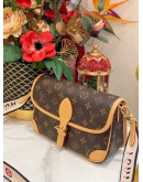 (LIKE NEW) MICROCHIP LOUIS VUITTON DIANE BROWN MONOGRAM CANVAS / LEATHER TRIM WITH FUCHSIA REMOVABLE STRAP 