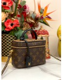 (LIKE NEW) 2023 MICROCHIP LOUIS VUITTON VANITY PM MONOGRAM REVERSE CANVAS WITH LONG STRAP -FULL SET-