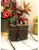 (LIKE NEW) 2023 MICROCHIP LOUIS VUITTON VANITY PM MONOGRAM REVERSE CANVAS WITH LONG STRAP -FULL SET-