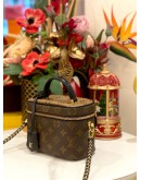 (LIKE NEW) 2023 MICROCHIP LOUIS VUITTON VANITY PM MONOGRAM REVERSE CANVAS WITH LONG STRAP -FULL SET-