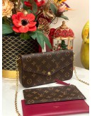 (LIKE NEW) LOUIS VUITTON FELICIE FLAP BAG IN BROWN MONOGRAM CANVAS -FULL SET-  