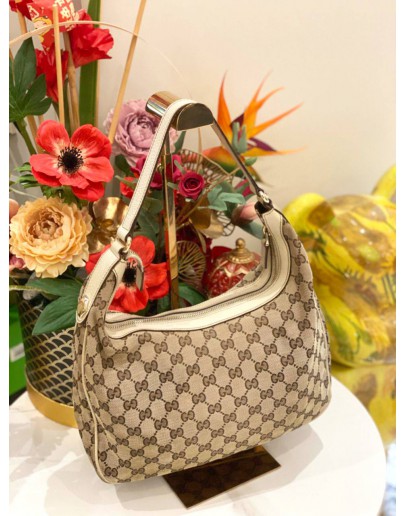 (LIKE NEW) GUCCI CHARMY HOBO GG CANVAS SHOULDER BAG