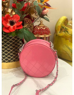 (LIKE NEW) CHANEL ROUND AS EARTH COCO MARK CHAIN HANDBAG PATENT LEATHER