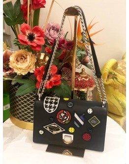 (LIKE NEW) CHRISTIAN DIOR MEDIUM BLACK PATCHWORK DIORAMA BAG