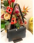 (LIKE NEW) CHRISTIAN DIOR MEDIUM BLACK PATCHWORK DIORAMA BAG