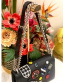 (LIKE NEW) CHRISTIAN DIOR MEDIUM BLACK PATCHWORK DIORAMA BAG