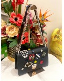 (LIKE NEW) CHRISTIAN DIOR MEDIUM BLACK PATCHWORK DIORAMA BAG