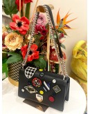 (LIKE NEW) CHRISTIAN DIOR MEDIUM BLACK PATCHWORK DIORAMA BAG