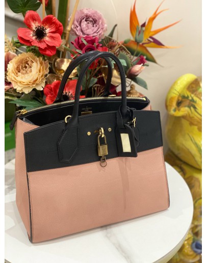 LOUIS VUITTON CITY STEAMER PM LEATHER HANDLE BAG WITH STRAP IN BLACK PINK
