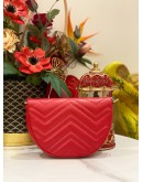 (LIKE NEW) 2023 GUCCI GG MARMONT RED MATELASSE LEATHER MINI SLING BAG -FULL SET-
