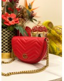(LIKE NEW) 2023 GUCCI GG MARMONT RED MATELASSE LEATHER MINI SLING BAG -FULL SET-