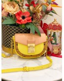 (LIKE NEW) 2021 MCM TRACY HALF MOON CROSSBODY BAG IN VISETOS CANVAS / LEATHER COLOR BLOCK