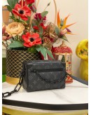 (LIKE NEW) 2023 MICROCHIP LOUIS VUITTON SOFT TRUNK MONOGRAM ECLIPSE CANVAS AND BOASTS MATTE BLACK CHAIN BAG