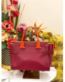 (LIKE NEW) COACH SWAGGER CARRYALL BURGUNDY RED HANDLE CROSSBODY / SHOULDER HANDBAG WITH LONG STRAP