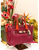 (LIKE NEW) COACH SWAGGER CARRYALL BURGUNDY RED HANDLE CROSSBODY / SHOULDER HANDBAG WITH LONG STRAP