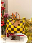 2024 MICROCHIP LOUIS VUITTON SPEEDY 25 BANDOULIERE DAMIER POP / YELLOW CANVAS BAG -FULL SET-