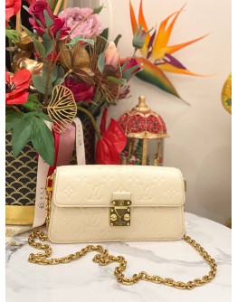 (LIKE NEW) 2024 LOUIS VUITTON METIS WALLET ON CHAIN WHITE MONOGRAM EMPREINTE LEATHER -FULL SET-
