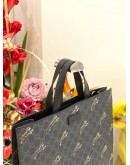 (UNUSED) GUCCI GREY/BLACK GG SUPREME CANVAS TIGER PRINTED TOTE BAG WITH STRAP