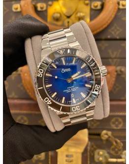 (UNUSED) 2018 ORIS AQUIS DATE CLIPPERTON LIMITED EDITION REF 01.733.7730.4185 BLUE DIAL 43.5MM AUTOMATIC WATCH -FULL SET-