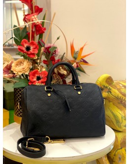 LOUIS VUITTON SPEEDY BANDOULIERE 30 IN BLACK MONOGRAM EMPREINTE LEATHER