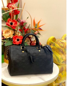 LOUIS VUITTON SPEEDY BANDOULIERE 30 IN BLACK MONOGRAM EMPREINTE LEATHER
