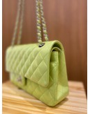 CHANEL CLASSIC DOUBLE FLAP BAG LEMONN GREEN LAMBSKIN LEATHER MEDIUM BAG