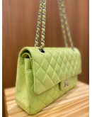 CHANEL CLASSIC DOUBLE FLAP BAG LEMONN GREEN LAMBSKIN LEATHER MEDIUM BAG