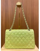 CHANEL CLASSIC DOUBLE FLAP BAG LEMONN GREEN LAMBSKIN LEATHER MEDIUM BAG