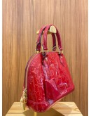 LOUIS VUITTON ALMA BB HOT RED MONOGRAM VERNIS HANDLE BAG WITH GOLD HARDWARE STRAP -FULL SET-