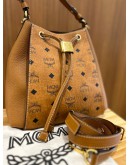  MCM LUISA BUCKET BAG IN BROWN VISETOS LEATHER