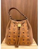  MCM LUISA BUCKET BAG IN BROWN VISETOS LEATHER