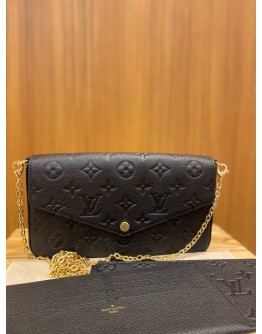 (UNWORN) 2022 LOUIS VUITTON FELICIE POCHETTE IN BLACK MONOGRAM EMPREINTE LEATHER