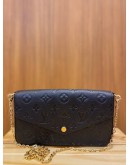 (UNWORN) 2022 LOUIS VUITTON FELICIE POCHETTE IN BLACK MONOGRAM EMPREINTE LEATHER