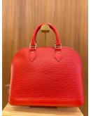 LOUIS VUITTON ALMA PM RED EPI LEATHER SILVER HARDWARE HANDLE BAG -FULL SET-