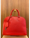 LOUIS VUITTON ALMA PM RED EPI LEATHER SILVER HARDWARE HANDLE BAG -FULL SET-