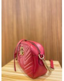 GUCCI GG MARMONT SMALL RED MATELASSE LEATHER CROSSBODY BAG