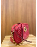 GUCCI GG MARMONT SMALL RED MATELASSE LEATHER CROSSBODY BAG