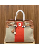 HERMES BIRKIN 35 LEATHER AND FABRIC GHW