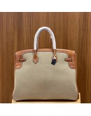 HERMES BIRKIN 35 LEATHER AND FABRIC GHW