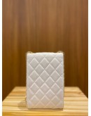 CHANEL WHITE QUILTED LAMBSKIN LEATHER PEARL CRUSH PHONE CASE BAG IN GOLD HARDWARE -FULL SET-