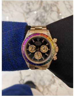 ROLEX DAYTONA RAINBOW COSMOGRAPH REF 116505 18K 750 ROSE GOLD AFTER DIAMOND 40MM AUTOMATIC WATCH