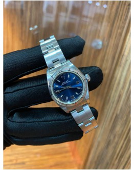 ROLEX LADY OYSTER PERPETUAL REF 76030 BLUE DIAL 24MM AUTOMATIC YEAR 2001 WATCH -FULL SET-